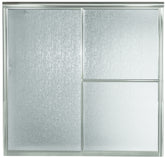 Sterling 5900 Series 5906-59S Bath Door, Deluxe Frame, Aluminum Frame, Rain Glass, Tempered Glass, Sliding Door
